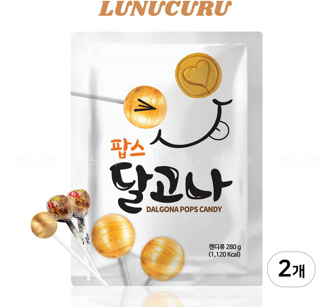 한울식품 달고나 팝스 옛날 간식 사탕, 2개, 280g
