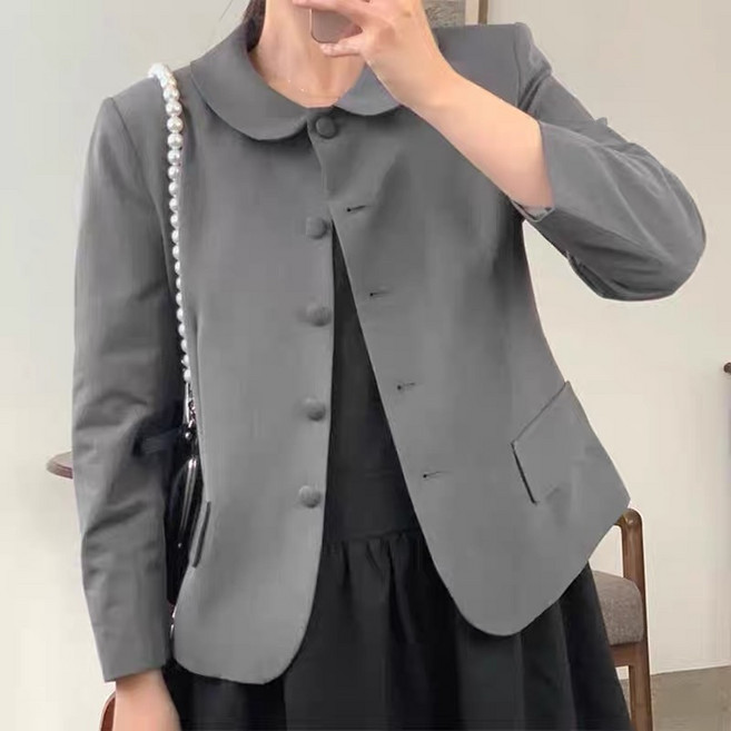 쩐쿠 여성 러블리 카라넥 단추 자켓 K0249