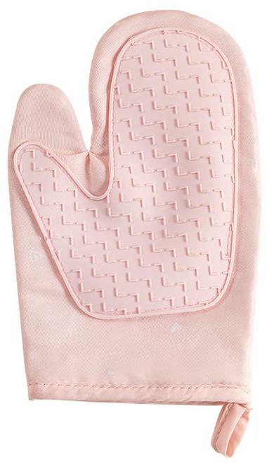 隔熱手套 矽膠防滑 印花 烘焙 廚房必備, 1個, 粉色(矽膠)左手