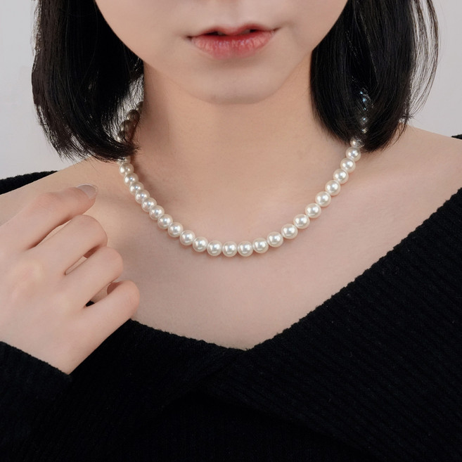 시후주얼리 실버925 핵진주목걸이 NS056N 혼주 한복 정장 진주목걸이 2 3 4 5 6 8 10mm