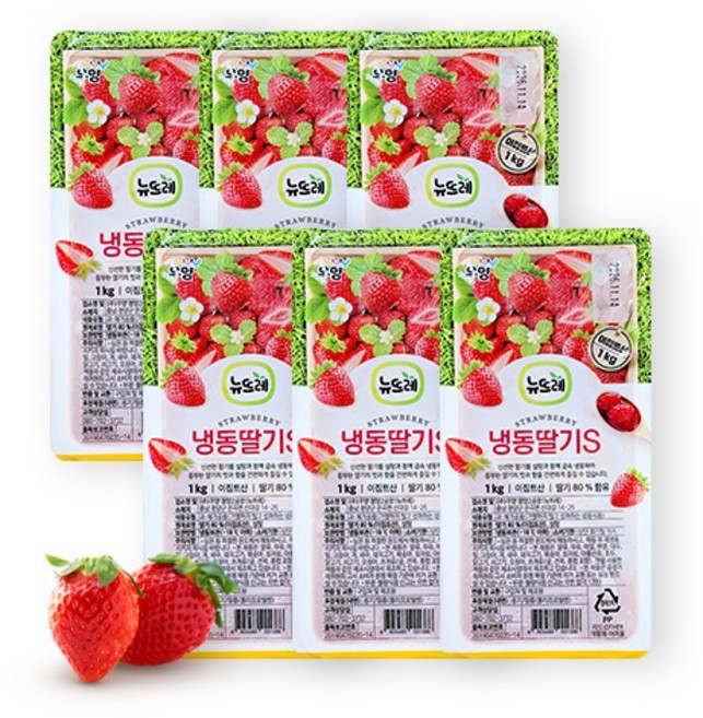 뉴뜨레 냉동딸기 가당 슬라이스 1박스 (1kg x 6개입) 이집트산, 1kg