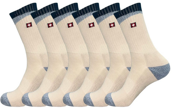 스위스밀리터리 남성용 장목 등산양말 6켤레 SM-N01, 6개, 베이지