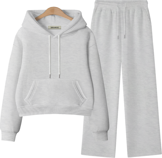 ANSANGSA 무지 여성 후드 상하세트