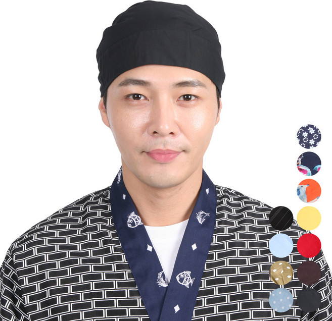 레뷰가운 HT05 주방 두건 주방모자 위생모자 조리모 고무줄 스카프, HT05 블랙, 1개