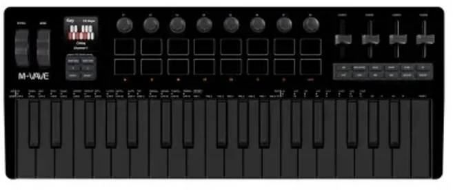 M-VAVE SMK-37 PRO 37키 MIDI 컨트롤러 휴대용 내장 신디사이저 키보드 디지털 16개 RGB 패드 8개 노브 액, 03 Black