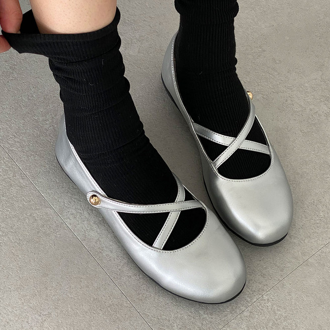 꼼지락 메리제인 키높이 발편한 속굽 플랫슈즈 3CM