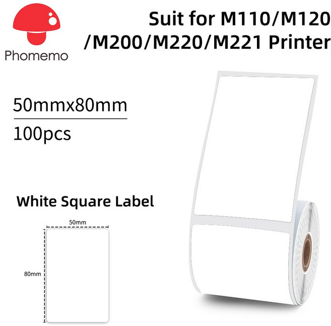 Phomemo M110 미니 휴대용 프린터 열 라벨 스티커 Niimbot B21 B1 50mm와 유사한 포켓 라벨링 메이커 기계, XP5080-100