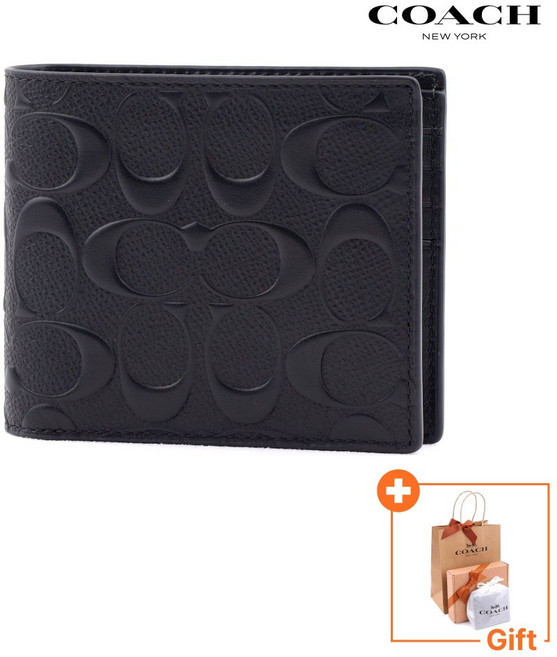 [국내백화점A/S] 코치 반지갑 남자 명품 가죽 지갑 슬림 ID 빌폴드 CR957BLK
