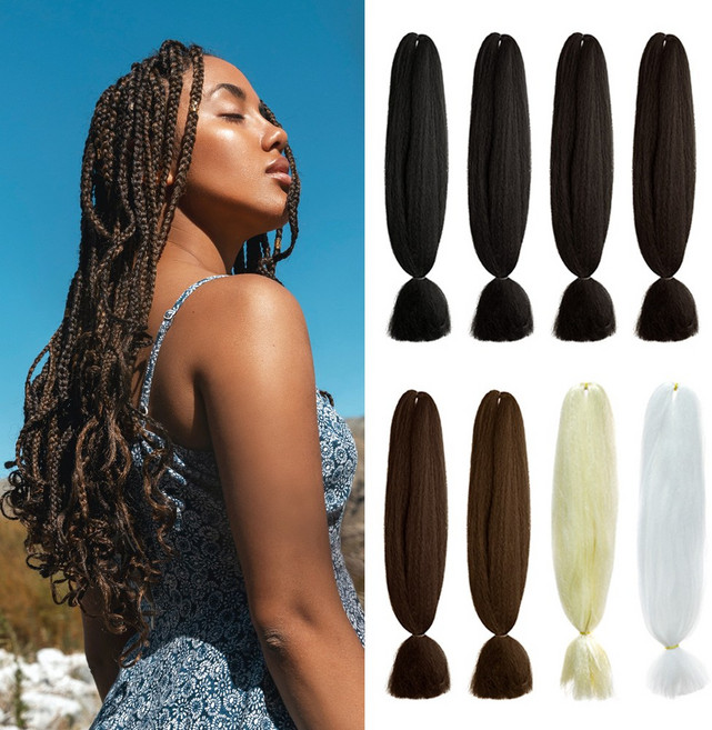 브레이드씽 머리땋기 레게머리 브레이드 헤어 전용 인조가발, 8_골드브라운, 1개