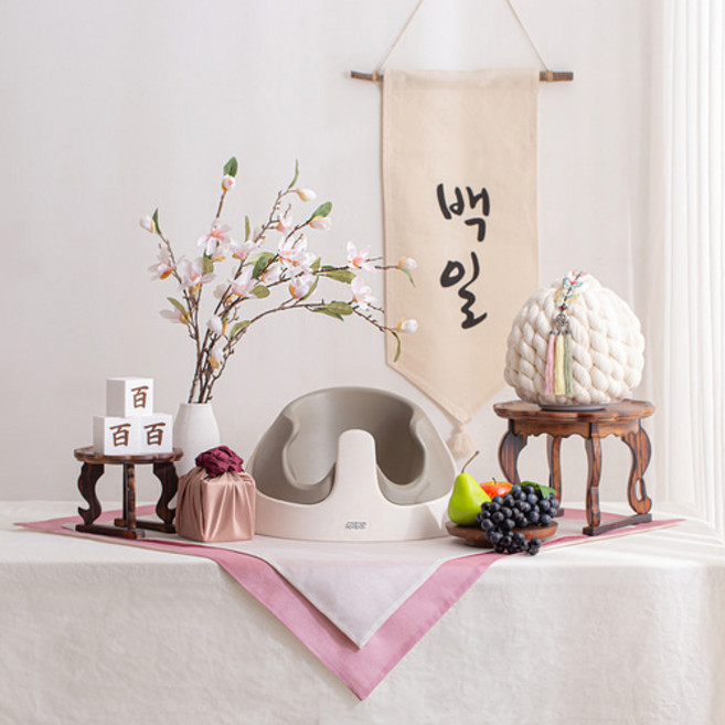[데코봉봉] 보자기 백일상 세트(파스텔) - 범보의자 제외 셀프 돌잔치 상차림 돌상, 1개
