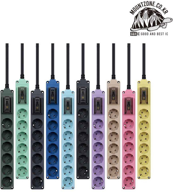 마운트존 전기/배선작업의 기본 고급형 고용량 누전차단 컬러6구멀티탭 Objet (길이1 5m 3m 5m)선택구매, 1.5m, 옐로우, 1개