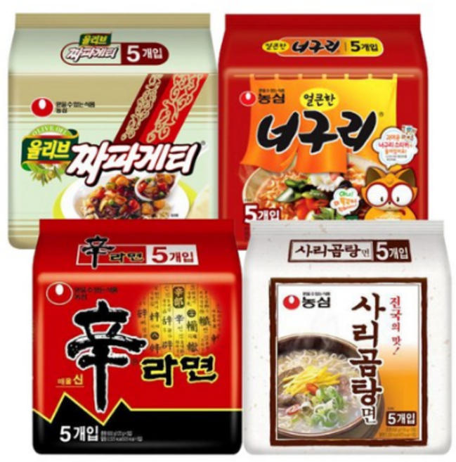 농심 신라면5봉+사리곰탕5봉+너구리얼큰한맛5봉+짜파게티5봉, 1개
