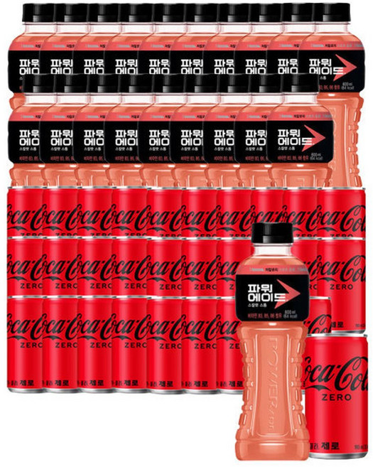 코카콜라제로 190ml x 30캔 + 파워에이드 스칼렛스톰 600ml x20페트, 30개