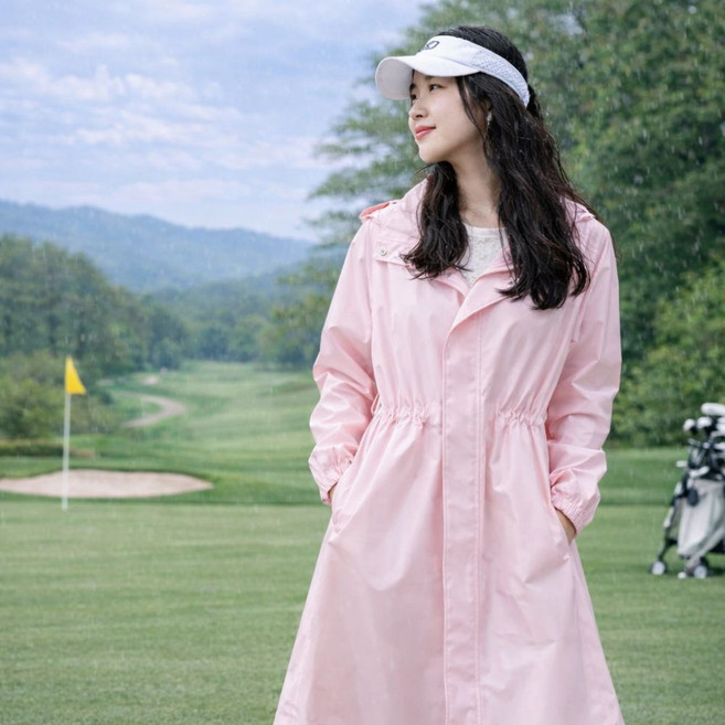 이지필드 여성 프리미엄 골프우비 레인코트 바람막이 방수비옷, 1개, 라이트핑크