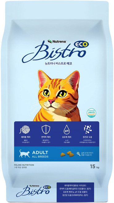 뉴트리나 어덜트 고양이 비스트로 에코 건식사료, 닭, 15kg, 1개