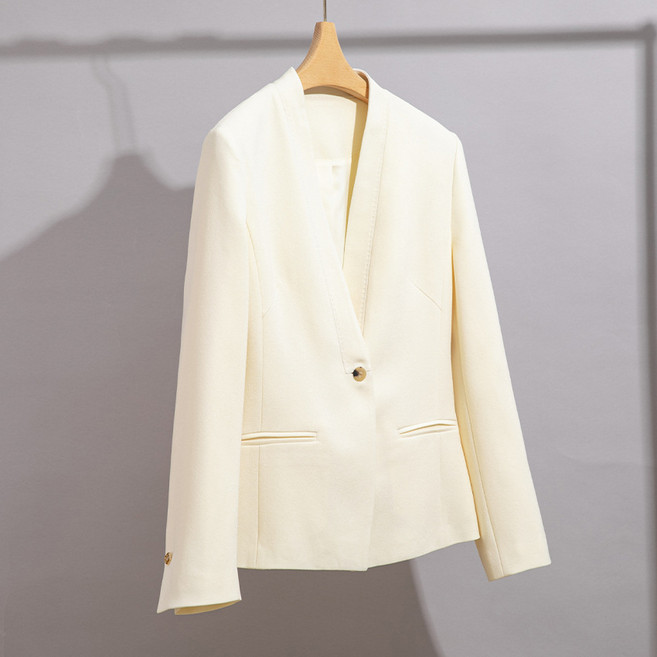【小個子顯高】小西裝外套 西裝外套 西服外套 短款西裝 休閒西裝 職業西裝 三醋酸面料 V領一粒扣 通勤百搭 秋裝新款