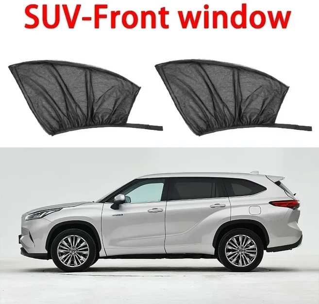 2개 자동차 뒷좌석 측면 창문 햇빛 가리개 UV 차단 방충망 프라이버시 보호 접이식 커튼, 02 SUV-front window