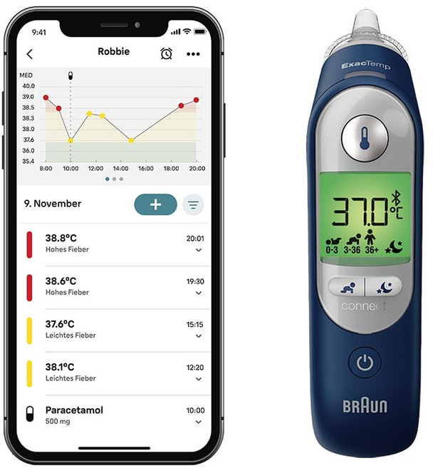 Braun ThermoScan 7+ Braun Family Care 앱과 호환 정밀 체온계, 1개