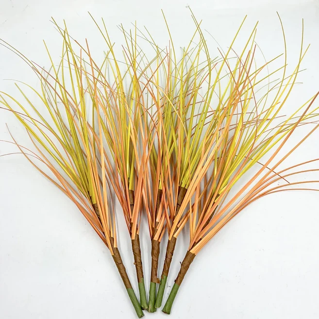 테이블소품인공 식물 녹지 인공 양파 잔디 팜파스 열대 식물 잡초 밀 잔디 정원 홈 장식, 01 5pcs Autumn Orange