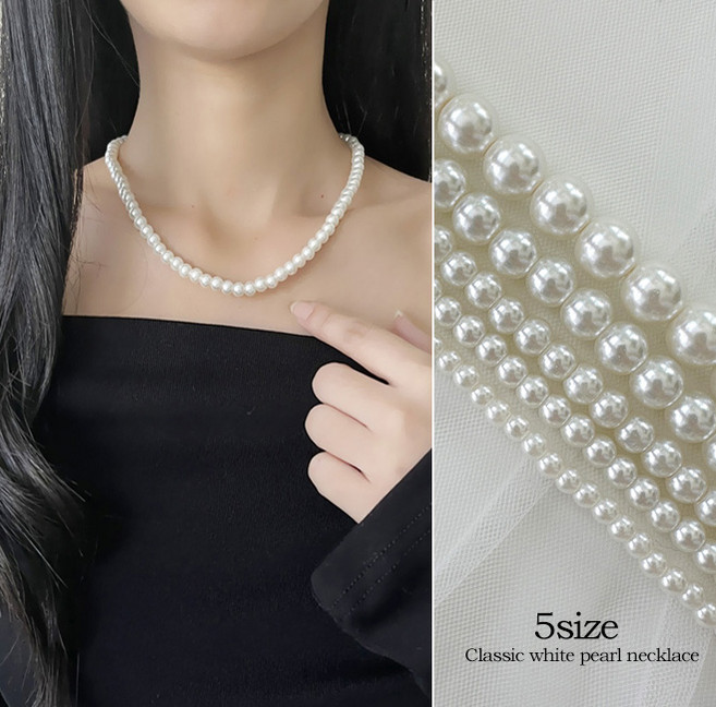 [5가지size]사이즈별 고급 베이직 진주 목걸이 클래식루미에르진주목걸이NE