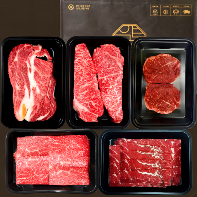 [압구정한우] 1++등급 한우선물세트 1.8kg 프리미엄 명품2호 구이용 등심 채끝 안심 양지 불고기, 1세트