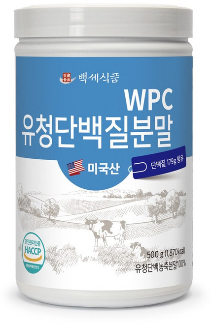 WPC 유청단백질 분말 500g 통 미국산100% HACCP 인증제품, 1개