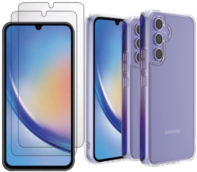 스톤스틸 2+2 강화유리필름 2개 + 투명 젤리 케이스 2개, 1세트