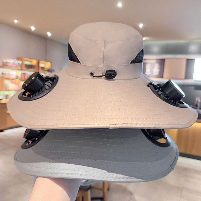 신출시 선풍기모자 태양열 USB 선풍기 낚시 등산 썬캡모자 자외선차단 남여공용, 밀리터리