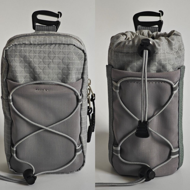 戶外登山水壺手機包 側掛包 運動收納袋, 1個, 灰色套裝兩件套