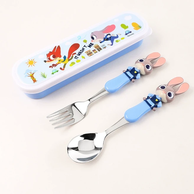 디즈니 토이스토리 유아 어린이 수저세트 스푼포크 수저통, 1세트, 수저포크, 스카이 주디