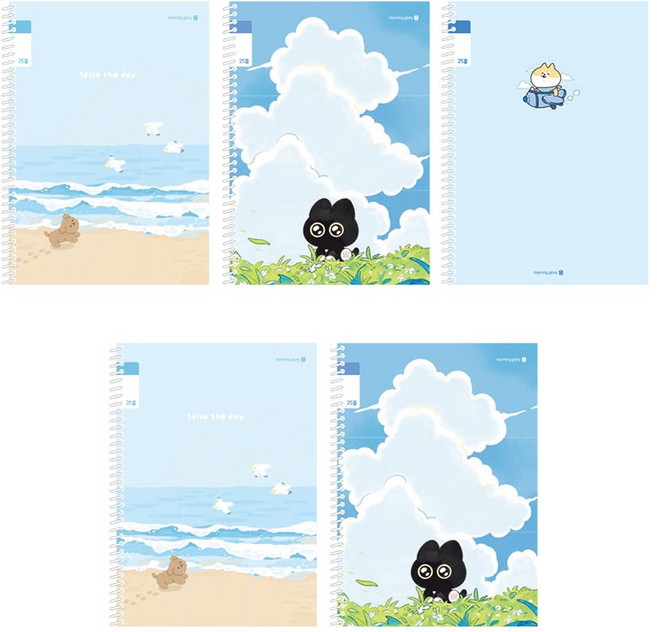 모닝글로리 채움노트 초등 스프링 노트 3 6 학년 무제 25줄 3종 + 랜덤발송 2p 세트 A1, 혼합색상, 1세트