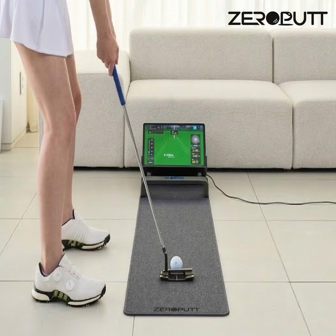 제로펏 최대 20M 자동리턴 디지털 퍼팅연습 골프 퍼터 퍼팅연습기, 검정색, 제로펏 롤링매트 세트