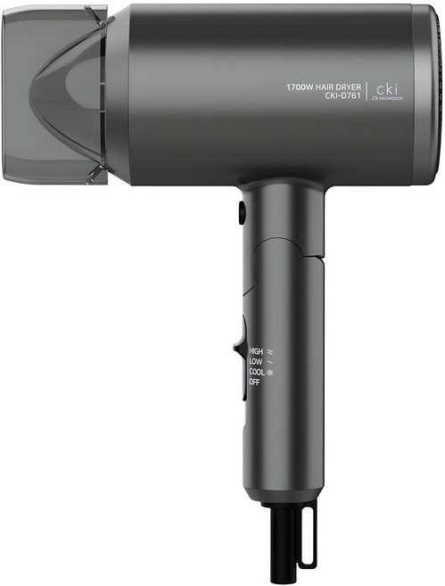 CKI 전문가용 접이식 헤어 드라이기 1700W, CKI-D761, 그레이