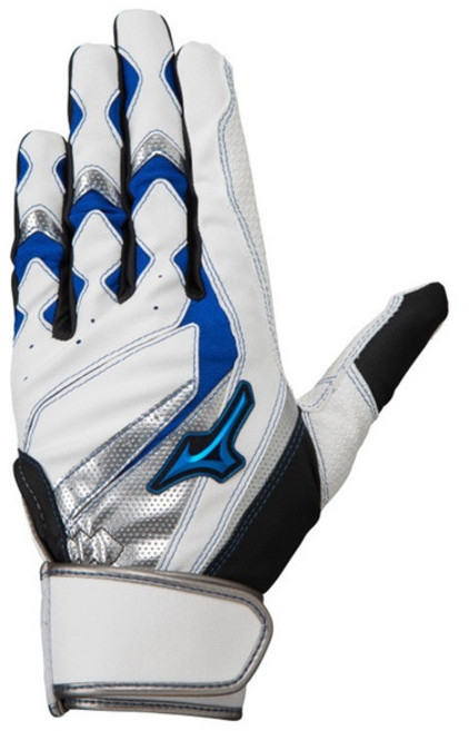 美津濃 Mizuno 安打型打擊手套 止滑耐用 可水洗 白銀 1EJEA24501, 1個, S