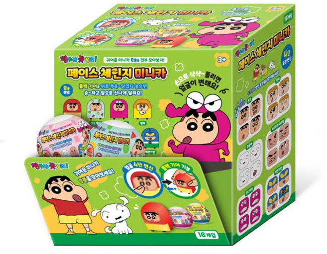 짱구는 못말려! 페이스 체인지 미니카 8종 랜덤, 16개