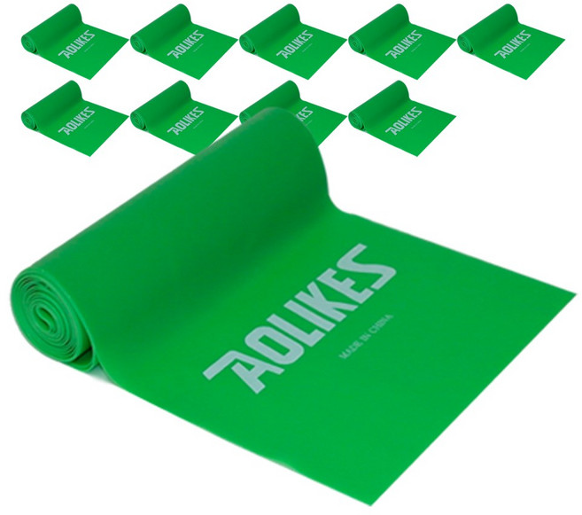 AOLIKES 라텍스 밴드 손잡이 요가 필라테스 스트레칭 탄력밴드 다양한 옵션, 그린, 10개