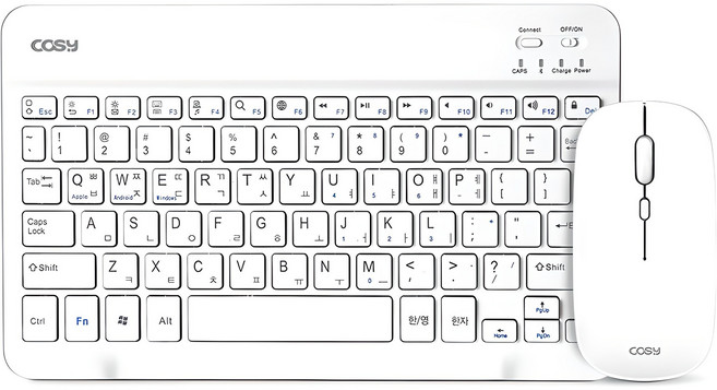 코시 충전식 무선 블루투스 마우스 + 키보드 세트, KBM4131BT, 화이트, 텐키리스