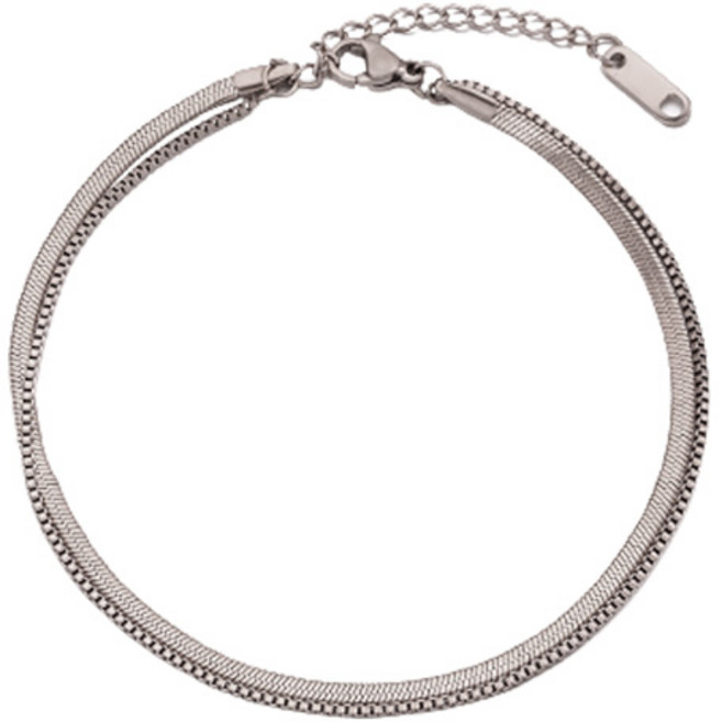 써지컬 팔찌 여자 커플 화이트 로즈골드 써지컬 스틸 뱀줄 두줄 볼 체인 팔찌 여성