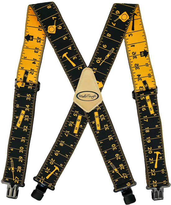 melotough5.1cm(2인치) 줄자 남성용 멜빵 브론즈 후크 포함 벨트 루프 튼튼한 작업 교정기용 블랙 룰 블랙 룰, 1개