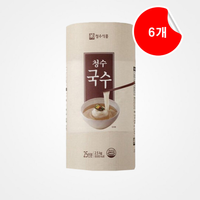 [청수식품] 청수 국수 25인분(원통) 2.5kg x 6통, 6개