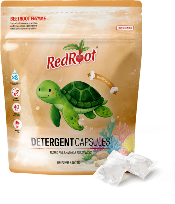 레드루트 8배 고농축 유아 얼룩 맞춤 캡슐세제 바닐라코튼향, 1개, 40개입