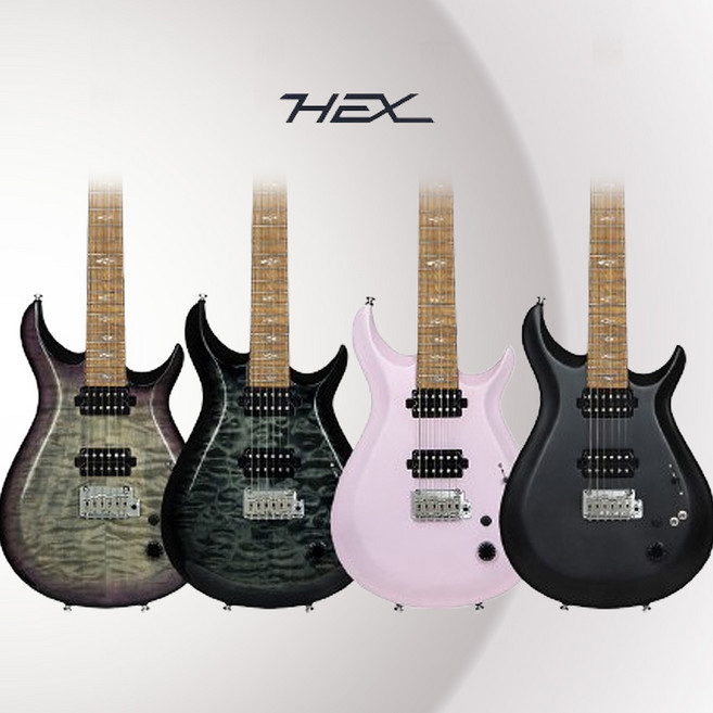 헥스 쪼맹 시그니처 일렉기타 무광 블랙 파스텔 핑크 입문용 풀구성, 1개, 유광 퍼플버스트, DC500-JJ1