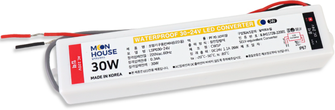 MOOH 국산 초슬림 IP67방수형 LED안정기 SMPS 30W 24V, 1개