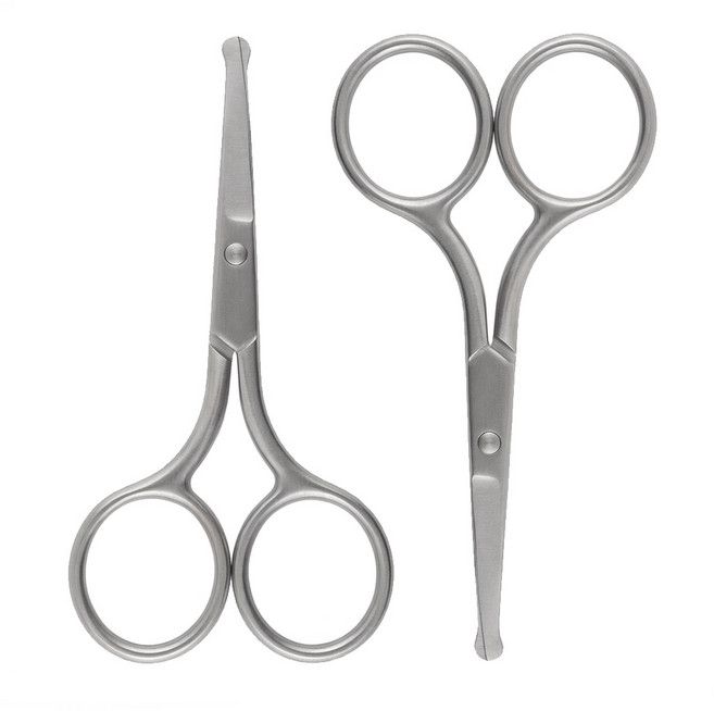 퓨어미즈키 다용도 프리미엄 안전 코털 잔털 가위, 2개, 실버