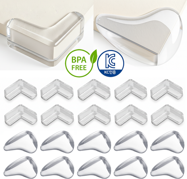말랑베이비 깔끔한 투명 모서리 보호대 세트, 22개, L자형