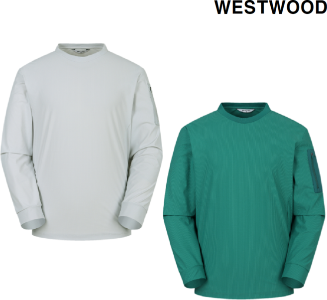 웨스트우드 NC엑스코점 봄 이월 초특가 소매 포켓으로 실용성과 신축성 내구성이 우수한 트리코트 소재의 기능성 남성 트리코트 라운드 티셔츠 O1TTR403