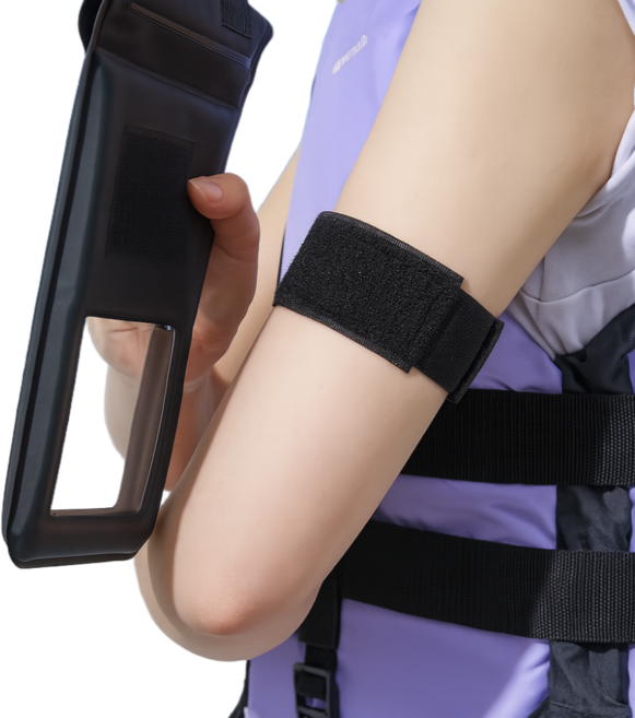 커넥티아 흠뻑쇼 워터파크 착붙 4중 잠금 핸드폰 스마트폰 방수팩 + 부착밴드, 1세트, 블랙