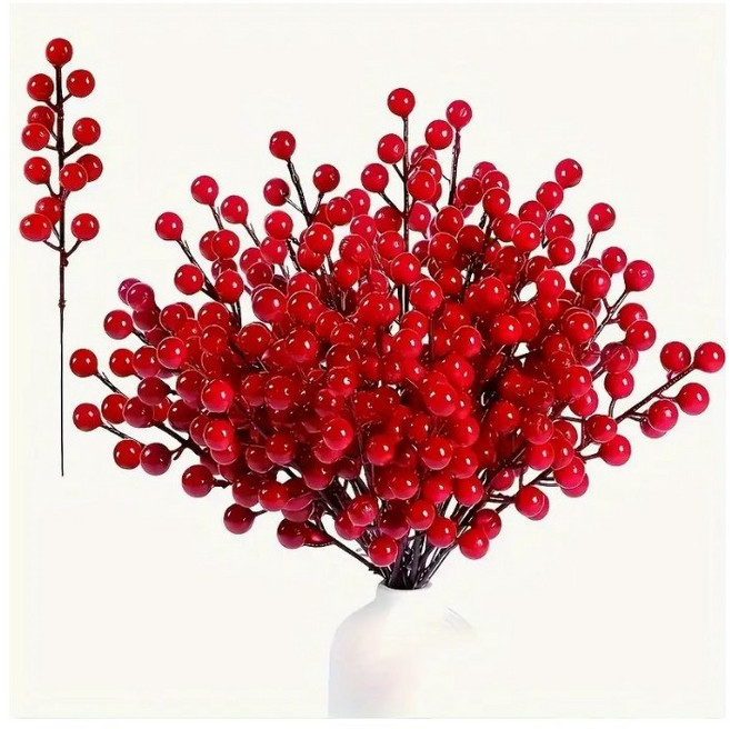 [국내 당일배송] [신생CMS] 호가 망개 열매조화 트리블 리스만들기 소품 x-mas 장식, 30개, 레드 열매 망개