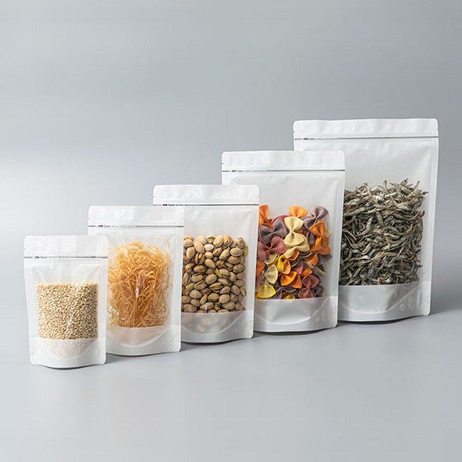 홍진포장 전면투명 후면화이트 지퍼스탠드 스탠딩지퍼백 100장 사이즈 7종, 20x28cm, 1개, 100개