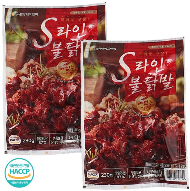 2팩 원앙닭발 무뼈 S라인 송이불닭 오돌뼈 국물닭발 편육 통닭발 닭근위볶음 닭날개, 2개, 230g